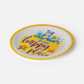 ビーチズハッピープレイス引用文ブライトサニーイエロー ペーパープレート (アングル)