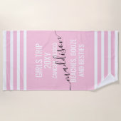 ビーチズブーズベスティーズパーソナライズされたトリップピンク ビーチタオル (正面)