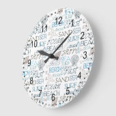 ビーチタイポグラフィ ラージ壁時計 (傾斜)