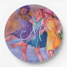 ビーチタイムガールフレンズモノグラムパーティー ペーパープレート