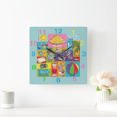 ビーチタイムコラージュの壁時計 スクエア壁時計 (ホーム)