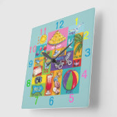 ビーチタイムコラージュの壁時計 スクエア壁時計 (傾斜)