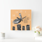 ビーチタイムペリカンカスタム スクエア壁時計 (ホーム)