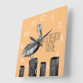 ビーチタイムペリカンカスタム スクエア壁時計 (傾斜)