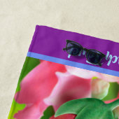 ビーチタオルのてんとう虫の花園。 紫色の端 ビーチタオル (インサイチュ)