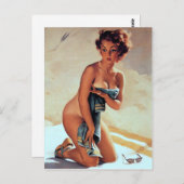 ビーチタオルのピン留め ポストカード (正面/裏面)