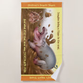 ビーチタオルの泥のカバ。 オレンジ端 ビーチタオル (正面)