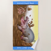 ビーチタオルの泥のカバ。 青い端 ビーチタオル (正面)