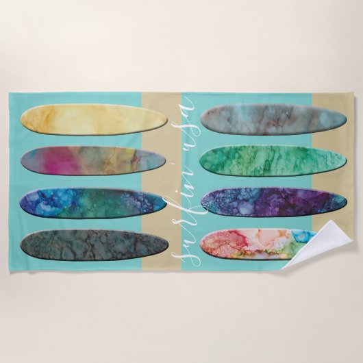 ビーチタオルサーフボード入り砂 ビーチタオル (正面)