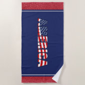 ビーチタオルタオルタオルアメリカグリッターレッド、ホワイト、ブルー ビーチタオル (正面)