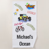 ビーチタオルヒーロー自転車の飛行機 ビーチタオル (正面)