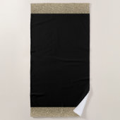 ビーチタオルビーチタオル黒金ゴールドグリッタールック ビーチタオル (正面)