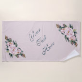 ビーチタオルマグノリアピンクの花 ビーチタオル (正面)