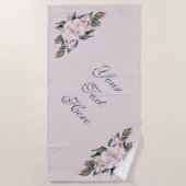 ビーチタオルマグノリアピンクの花 ビーチタオル (正面)