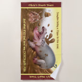 ビーチタオルマティヒッポス茶色の縁 ビーチタオル (正面)