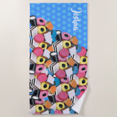 ビーチタオルリコリスキャンディーは全ての種類ですブルーポルカ2 ビーチタオル (正面)