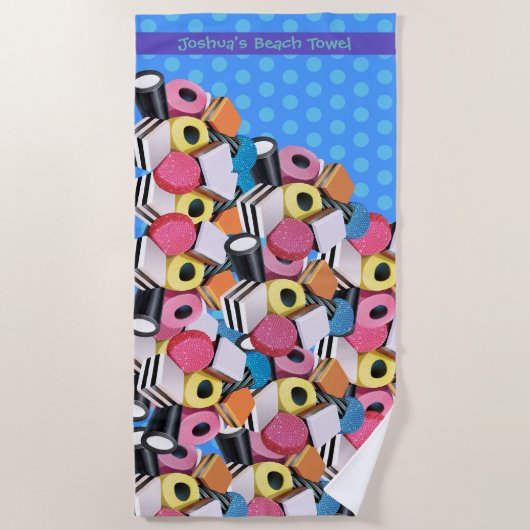 ビーチタオルリコリスキャンディーは全ての種類ですブルー ビーチタオル (正面)