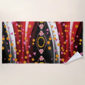 ビーチタオル抽象芸術赤白黒 ビーチタオル (正面)