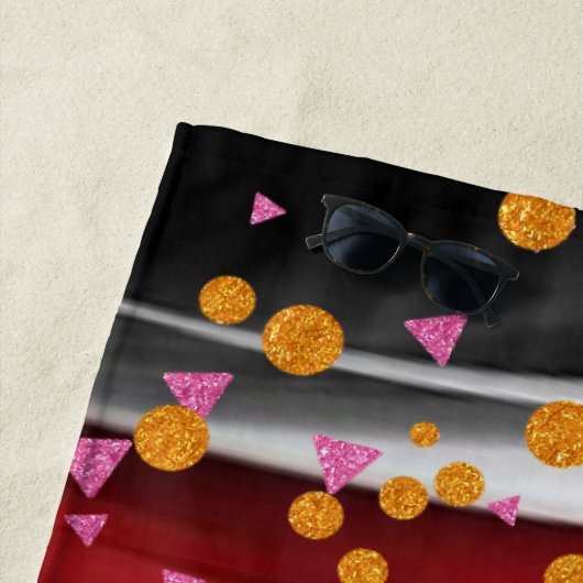 ビーチタオル抽象芸術赤白黒 ビーチタオル (インサイチュ)