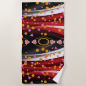 ビーチタオル抽象芸術赤白黒 ビーチタオル (正面)