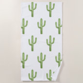 ビーチタオル水色サボテン ビーチタオル (正面)