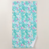 ビーチタオル熱帯フラミンゴ及び極楽鳥 ビーチタオル (正面)