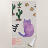 ビーチタオル猫魚サボテン ビーチタオル (正面)