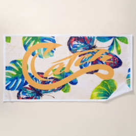 ビーチタオル.キャッチ。蝶 ビーチタオル