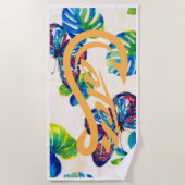 ビーチタオル.キャッチ。蝶 ビーチタオル (正面)