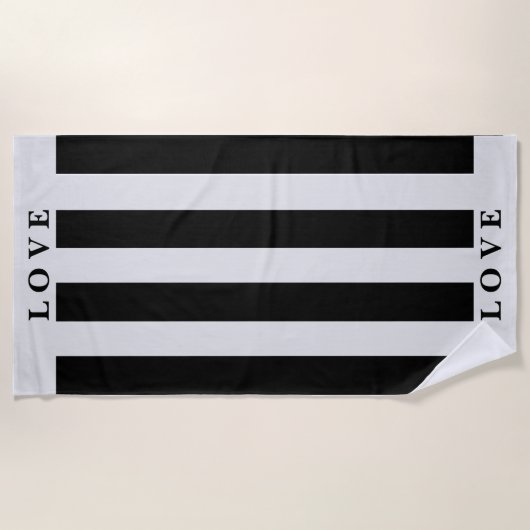 ビーチタオル – グレー&ホワイト (正面)