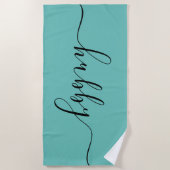 ビーチタオル – ハビーライトティール（緑がかった色） (正面)