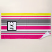 ビーチタオル – ビーチハッストライプトピンク (正面)