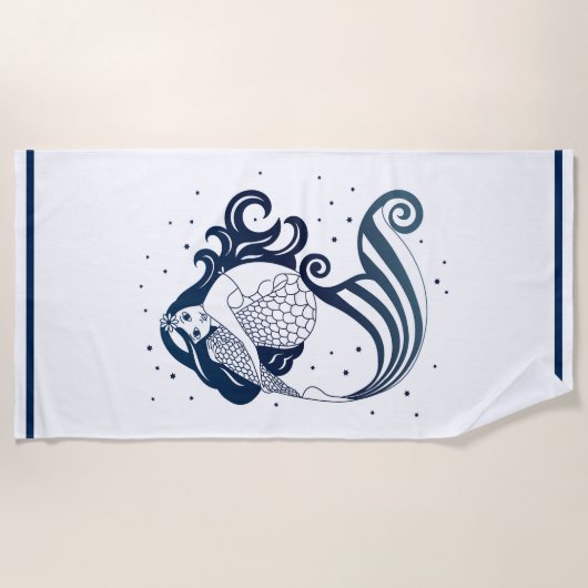 ビーチタオル – 人魚 (正面)