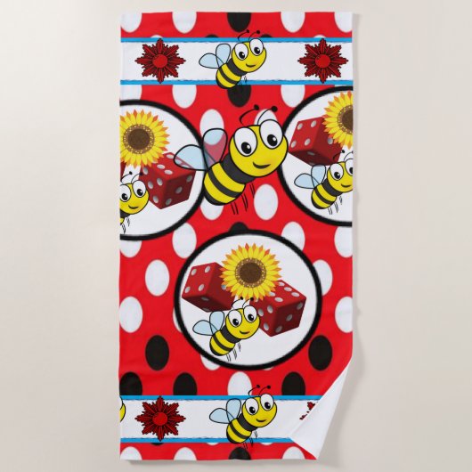 ビーチタオル(昆虫)マルハナバチ ビーチタオル (正面)