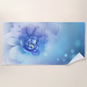 ビーチタオル – 青い花 (正面)