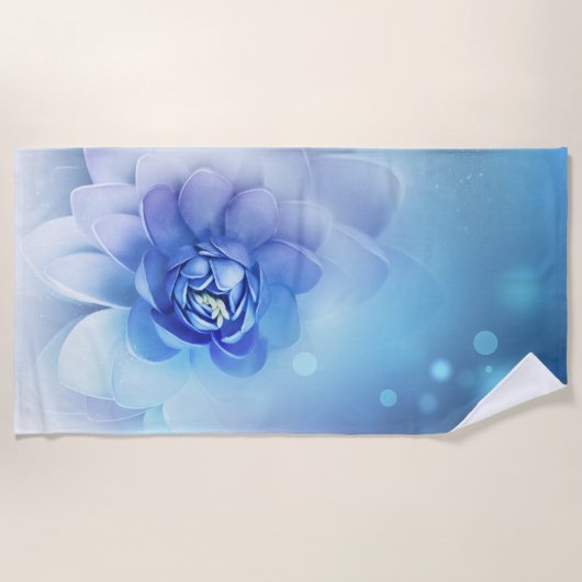 ビーチタオル – 青い花 (正面)