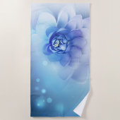 ビーチタオル – 青い花 (正面)