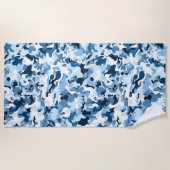 ビーチタオル – 青迷彩柄 (正面)