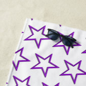 ビーチタオル – 3D紫色の星と2青 (インサイチュ)