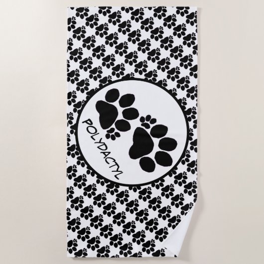 ビーチタオル – Polydactyl Pawプリント (正面)