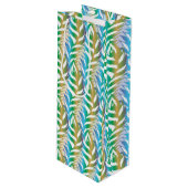 ビーチターコイズおもしろい羽毛パターン。 ワインギフトバッグ (正面アングル)