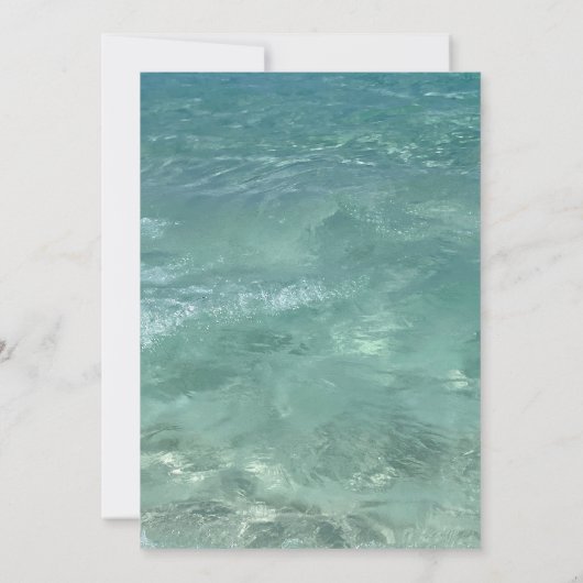 ビーチターコイズティール（緑がかった色）水の宛先ウェディング 招待状 (裏面)