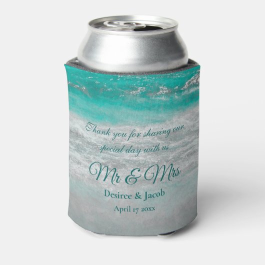 ビーチターコイズ熱帯沿岸海波 缶クーラー (缶裏面)