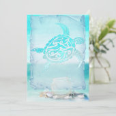 ビーチタートルウォーターカラーアート カード (スタンド正面)