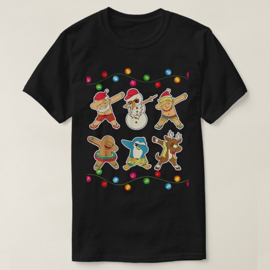 ビーチダビングサンタクロースと友人クリスマス Tシャツ (デザイン正面)