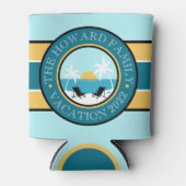 ビーチチェアとサンセットロゴ 缶クーラー (正面)