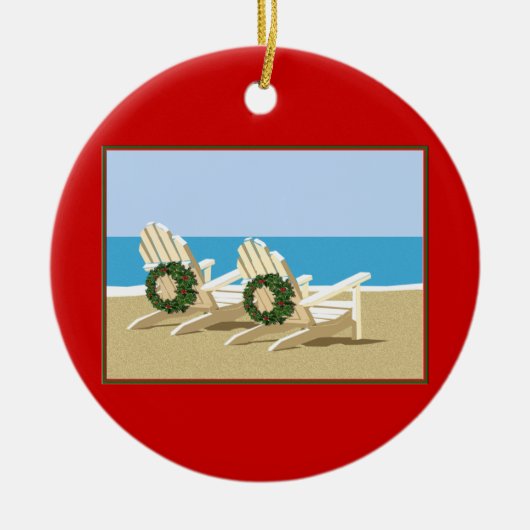ビーチチェアとリース セラミックオーナメント (正面)
