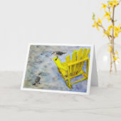 ビーチチェアのブランクの挨拶状 カード (黄色い花)