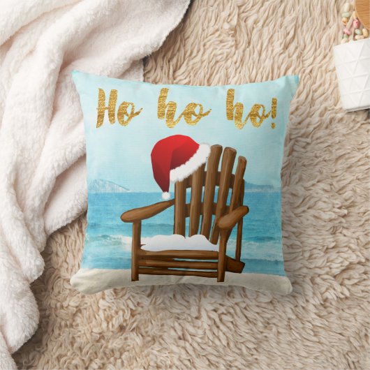 ビーチチェアの熱帯クリスマスの枕 クッション (ブランケット)