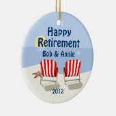 ビーチチェアの退職したでパーソナライズなオーナメント セラミックオーナメント (右)